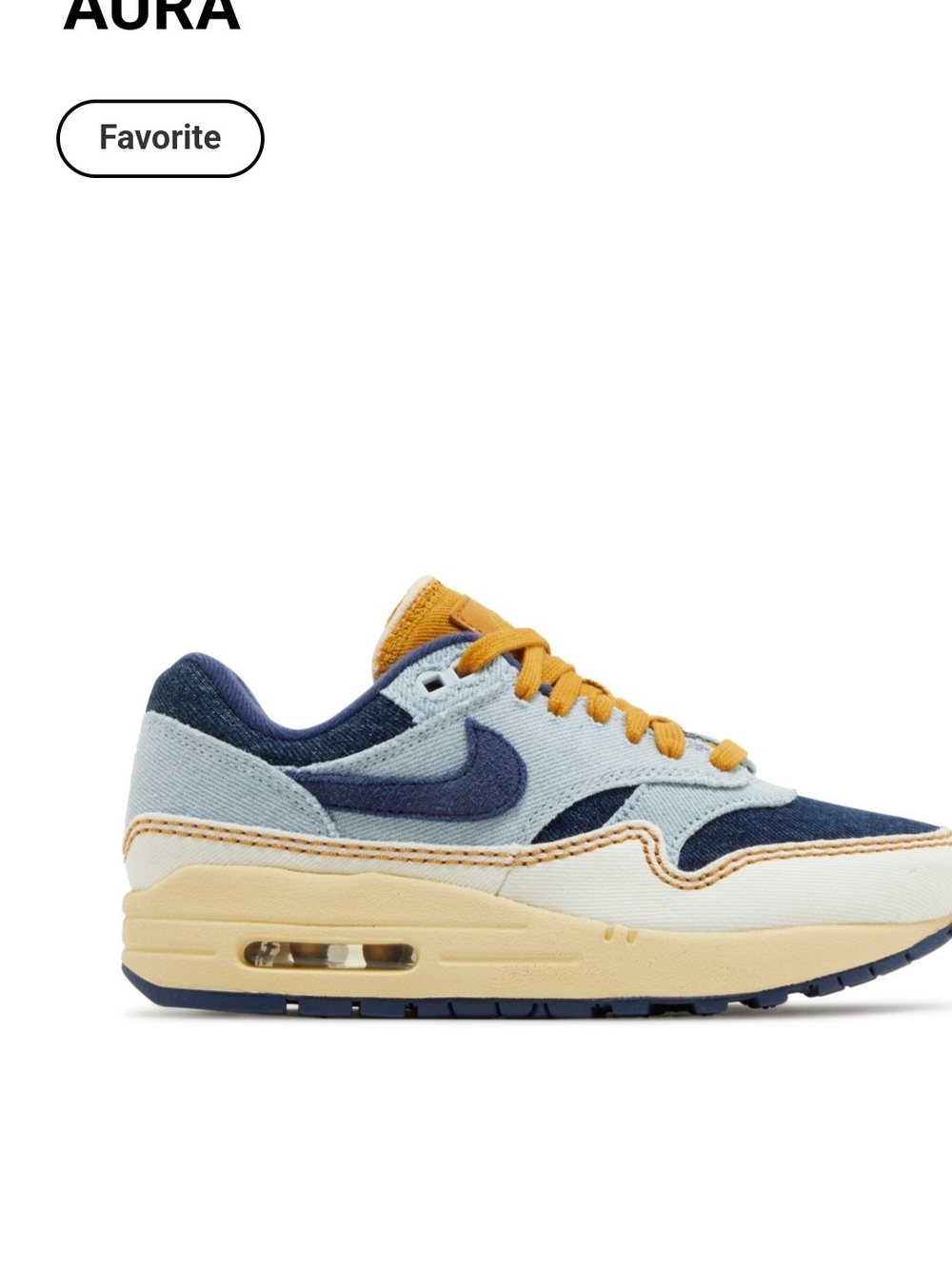 Nike Women's Aura Denim Low-Top Sneakers in Navy, Light Blue and Mustard